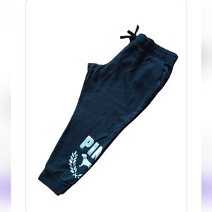 PINK VS Classic Fleece Skinny Joggers Blk & Glitter Logo rare/htf